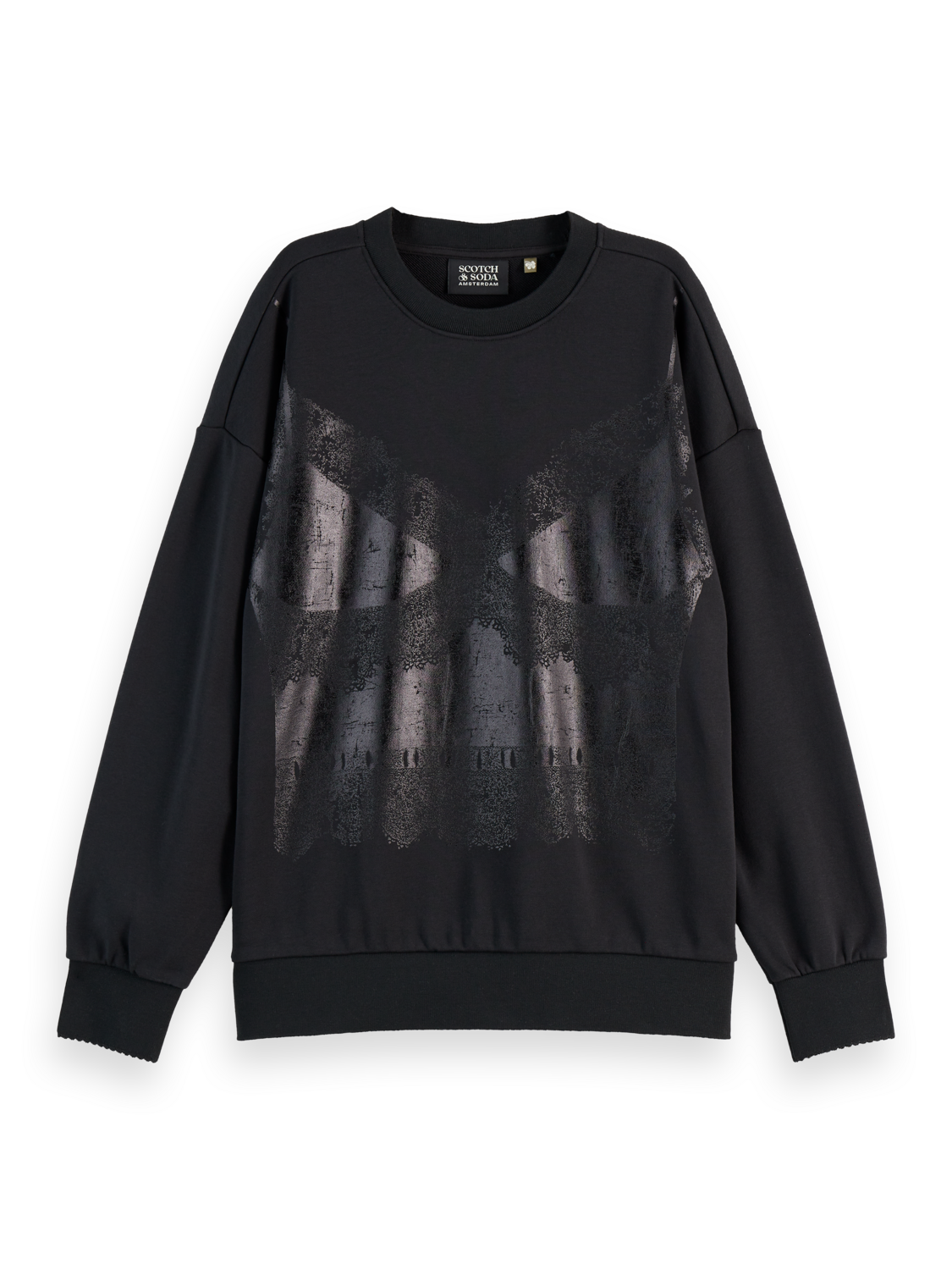 

Foil print oversized sweatshirt, Black