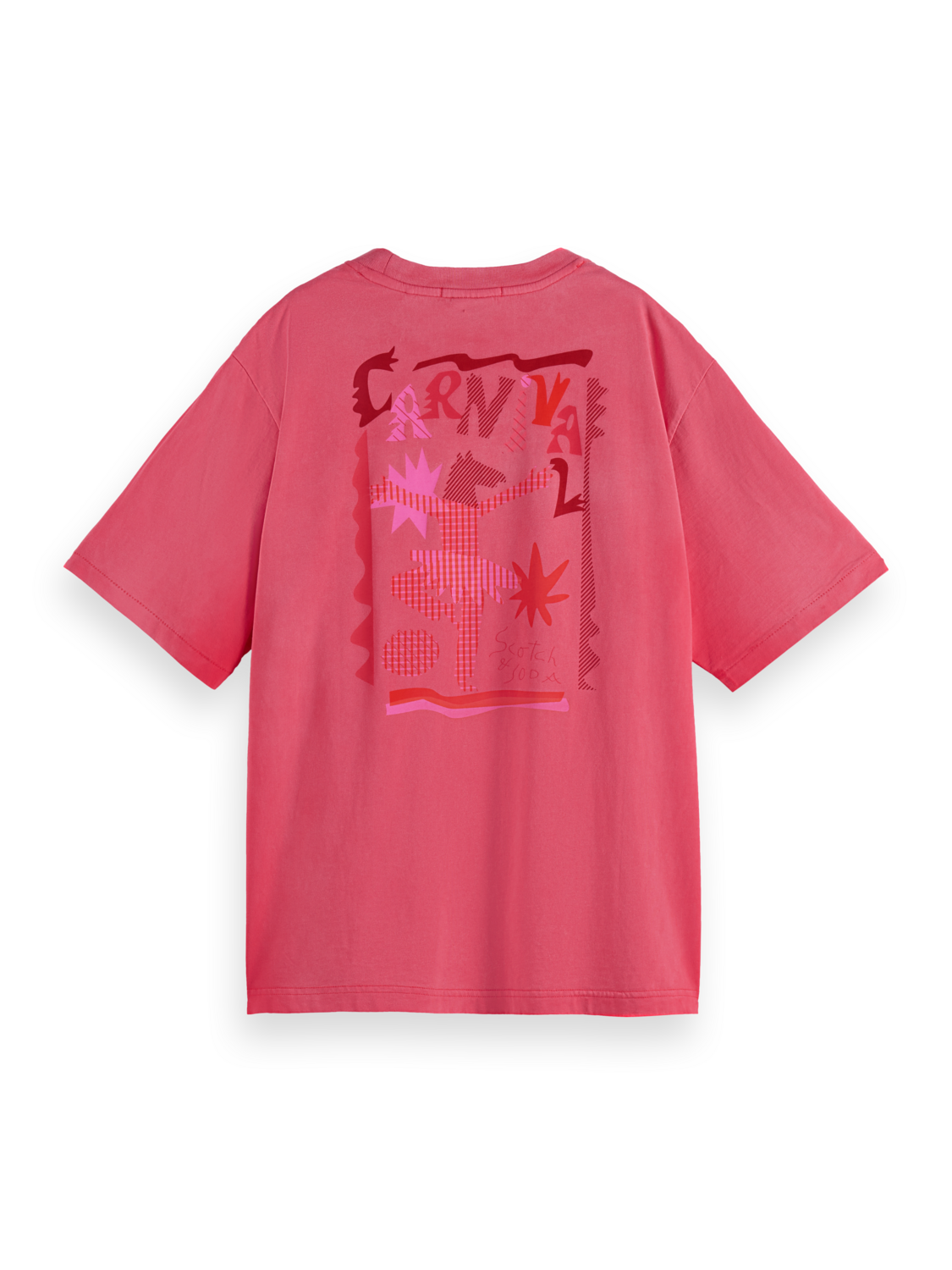 

Front back artwork sprayed loose fit T-shirt, Electric pink