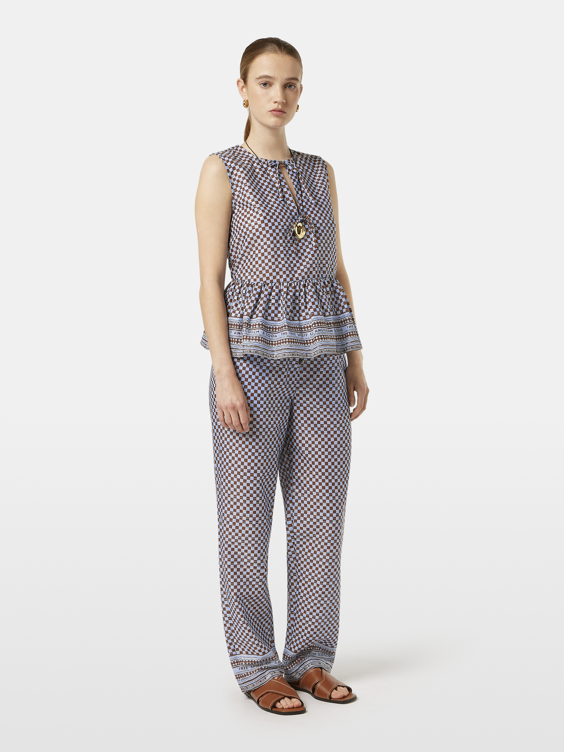 

High-rise pull-on beach pant, Block print