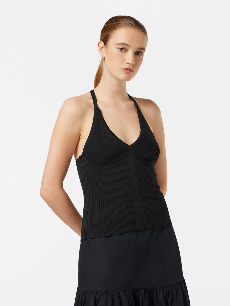 

Rib racer knitted tank, Black